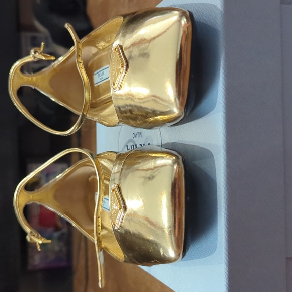 Prada Ballet Flats Gold Leather - Picture 7 of 11